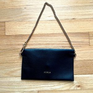 FURLA Small Black Envelope Purse Evening Bag